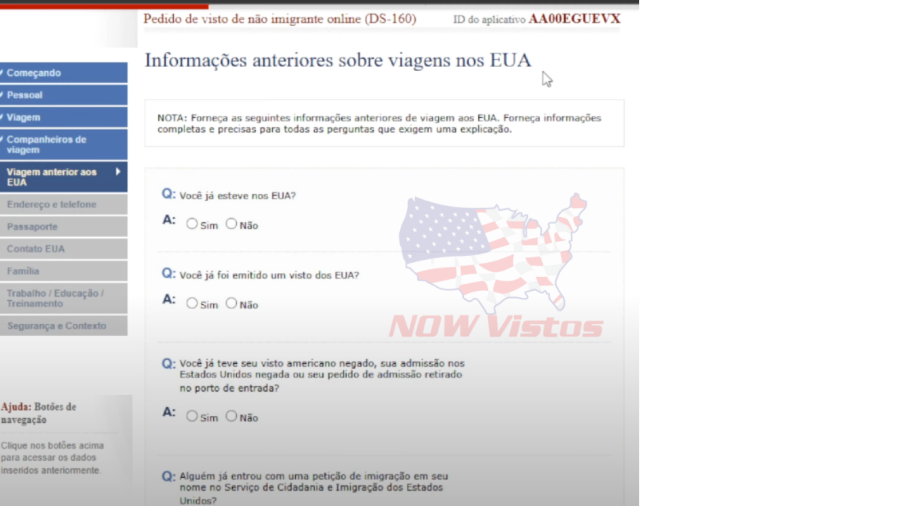 Imagem Artigo 02 abril 2025 início do DS////DS-160 formulário Visto Americano passo a passo ja teve visto americano e viagens anteriores